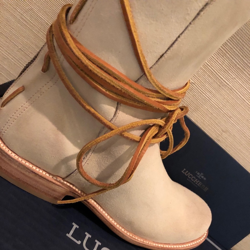 Womens Lucchese Zip-up Suede Boots